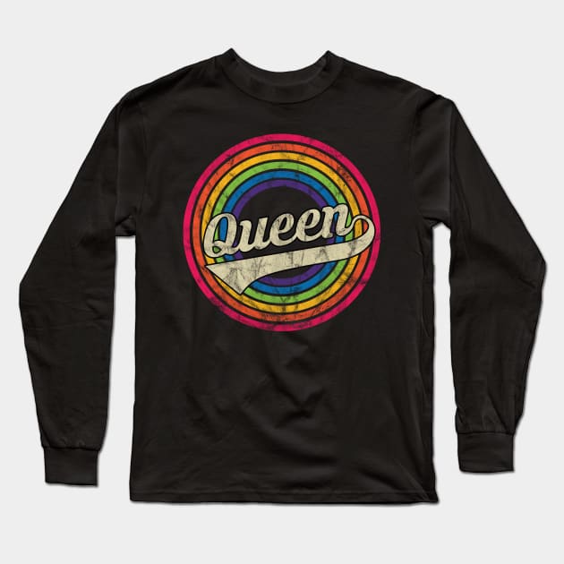 Queen - Retro Rainbow Faded-Style Long Sleeve T-Shirt by MaydenArt